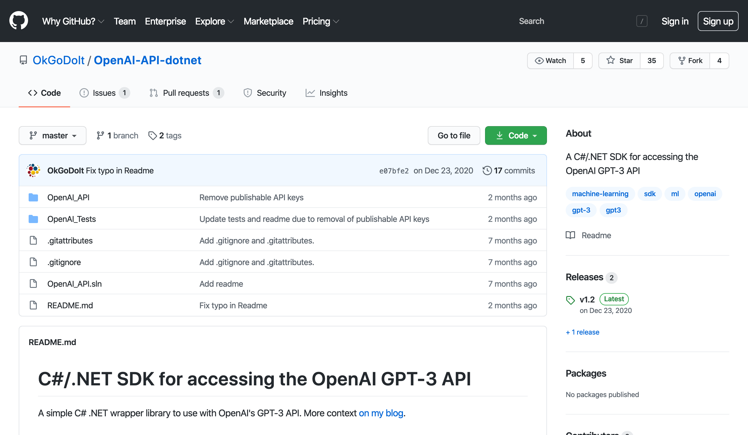 OpenAI GPT-3 C#/.NET SDK - скриншот 1