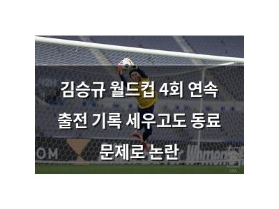 김승규 월드컵 4회 연속 출전 기록 세우고도 동료 문제로 논란