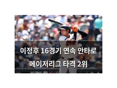 이정후 16경기 연속 안타로 메이저리그 타격 2위