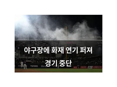 야구장에 화재 연기 퍼져 경기 중단